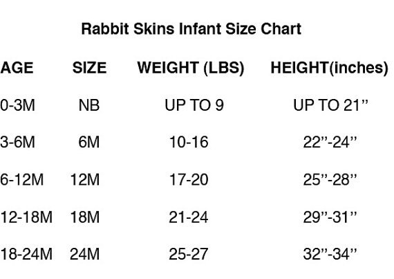 Rabbit Skins 4400 Size Chart